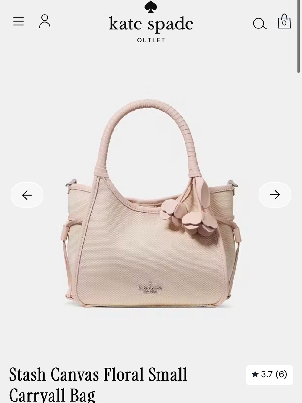 kate spade Pale Pink Floral Charm Canvas Satchel
